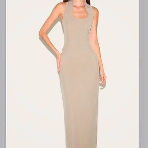 Mushroom Woven Scoop Neck Maxi Dress